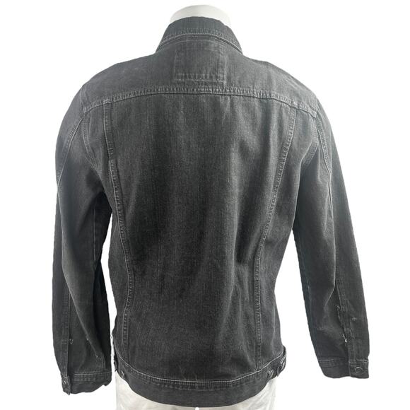 21 Men Men's Black Long Sleeve Button Up Collared Denim Jean Shirt Coat Jacket L - Picture 2 of 3